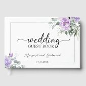 D'or Dusty Purple Rustic Floral Mariage Livre d'invité (Recto)