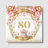 D'or Elégant 80e anniversaire Livre d'hôtes Boho Blush  (Recto)