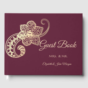 D'or Élégant Chic Gold Paisley livre d'hôtes