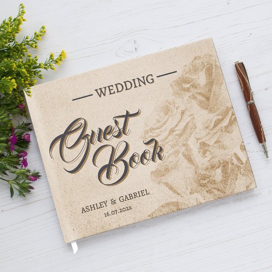 D'or Élégant classique Floral Rustique Mariage Livre d'