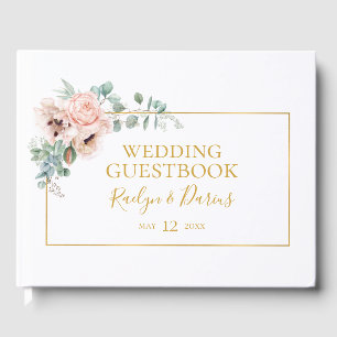 D'or Élégant flou Livre d'invité Mariage