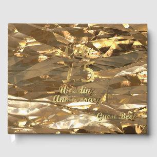 D'or Elégant Gold 15ème Mariage Anniversaire Livre d'in