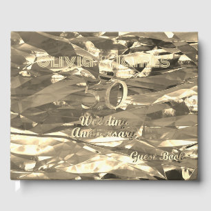 D'or Elégant Gold 50th Mariage Anniversaire Livre d'inv