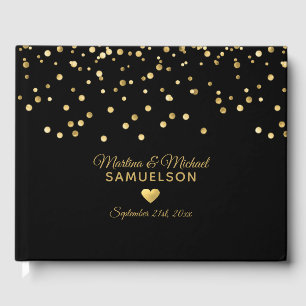 D'or Elégant Gold Foil Heart Black Mariage Livre d'invi