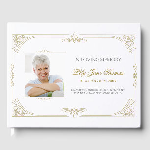 D'or Élégant Gold Swirl Funeral Livre d'invités Modif