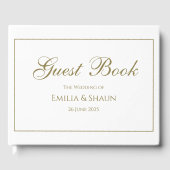 D'or Élégant livre d'hôtes Mariage blanc et or (Recto)