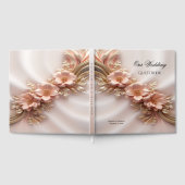 D'or Elégant Livre d'Invité Floral Peach Orange (Complet)