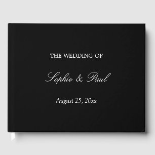 D'or Élégant Livre d'invité Mariage de script noir blan