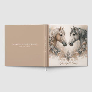 D'or Élégant Mariage de cheval livre d'hôtes