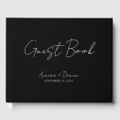 D'or Élégant minimal Mariage noir livre d'invité (Recto)