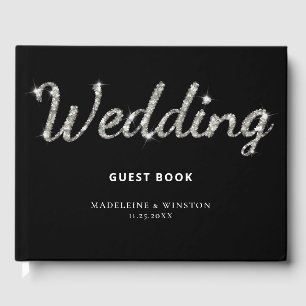 D'or Elégant Rhinestones Chic Black Mariage livre d'hôt