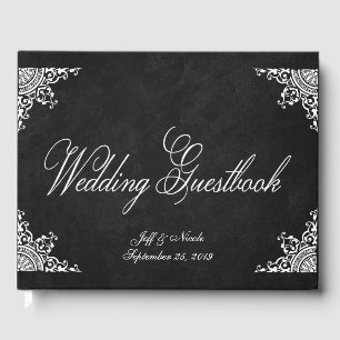 D'or Elégant Rustic Black Chalkboard Mariage livre d'hô