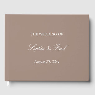 D'or Elégant Taupe Mariage livre d'hôtes