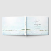 D'or Elégante aquarelle Oceanfront Mariage livre d'hôte (Complet)