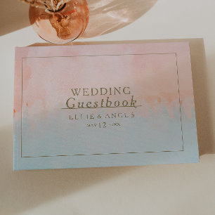 D'or Eté Coucher de soleil Aquarelle Mariage livre d'hô