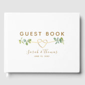 D'or Eucalyptus Mariage livre d'hôtes avec Gold Heart (Recto)