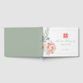 D'or Eucalyptus Peonies Livre d'invité Mariage chinois (Complet)
