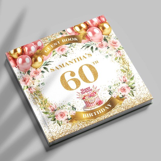 D'or Fancy Boho 60e Anniversaire Livre d'invité Fin de