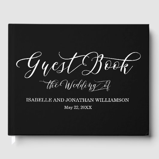 D'or Fancy Calligraphie noir blanc Elégant livre d'hôte (Recto)