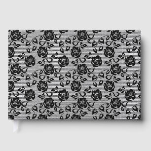 D'or Faux Black Lace Rose Fishnet Livre d'invité