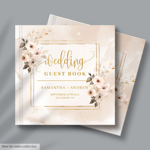 D'or Florales de automne rose clair Boho Mariage livre