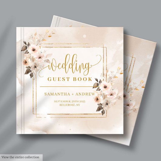 D'or Florales de automne rose clair Boho Mariage livre 