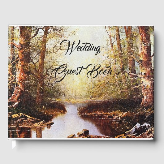 D'or Forest Stream Mountains Mariage Livre d'invité (Recto)