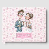 D'or Funny Quirky Bride and Groom livre d'invité (Recto)