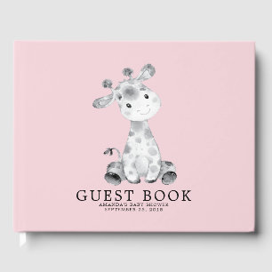 D'or Girls Giraffe Baby shower Livre d'invité