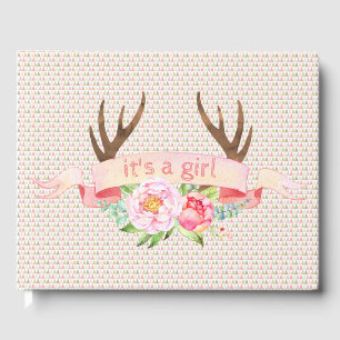 D'or Girls Tribal Antler Boho Baby shower livre d'invit
