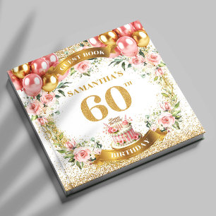 D'or Glitzy Boho 60e Anniversaire Livre d'invités Spark