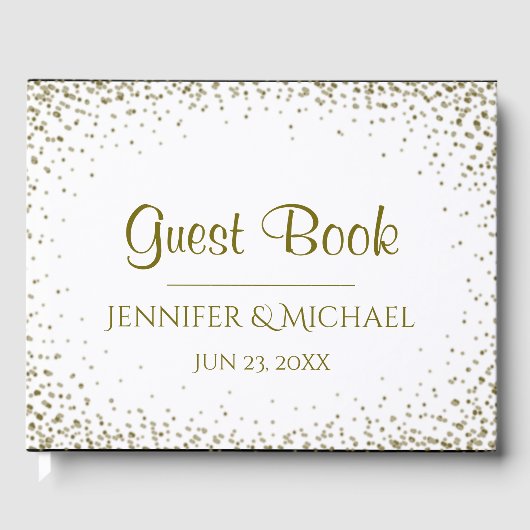 D'or Gold Confetti Mariage livre d'hôtes (Recto)