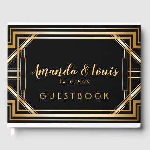 D'or Great Gatsby Inspiré Art Déco Mariage livre d'hôte