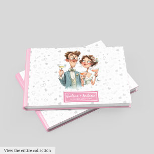D'or Hilaried Mariage Livre d'invité Quirky Couple Art