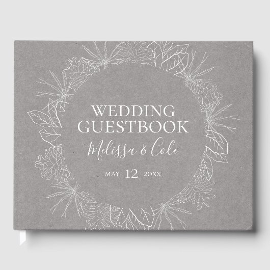 D'or Hiver rustique | Livre d'invité Mariage gris (Recto)