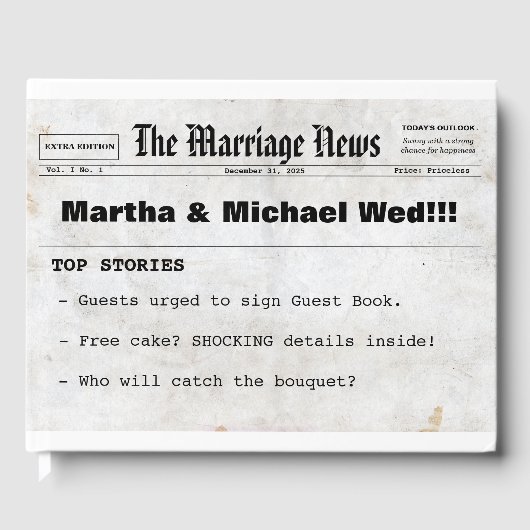 D'or Journal Thème Mariage Livre d'invité (Recto)