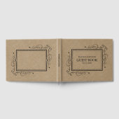 D'or Khaki Faux Linen Black Frame Livre d'invité (Complet)