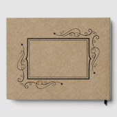 D'or Khaki Faux Linen Black Frame Livre d'invité (Verso)
