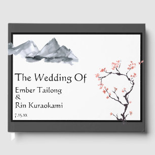 D'or La montagne Sakura   Livre d'invité Mariage Décont
