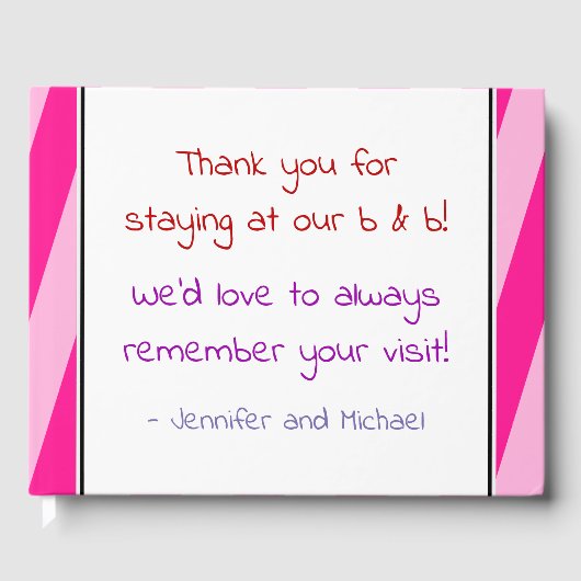 D'or Livre d'accueil en B&B rayé rose (Recto)