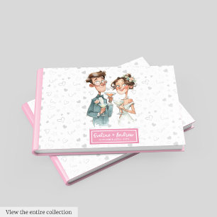 D'or Livre d'aquarelle personnalisé Quirky Mariage