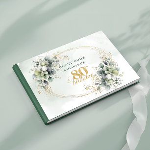 D'or Livre de roses blanches romantiques Eucalyptus 80e