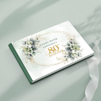 D'or Livre de roses blanches romantiques Eucalyptus 80e
