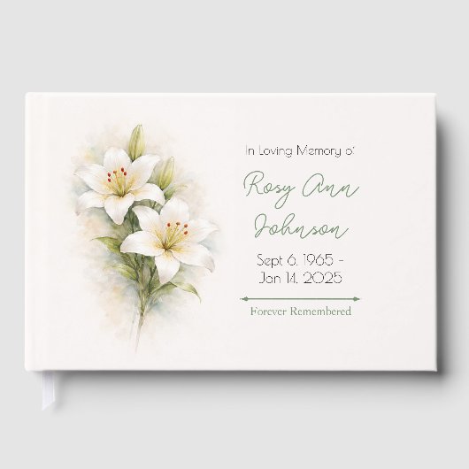 D'or Livre de souvenir de sympathie Lys blanc (Recto)