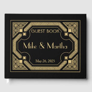 D'or Livre d'hôtes Art Déco Mariage