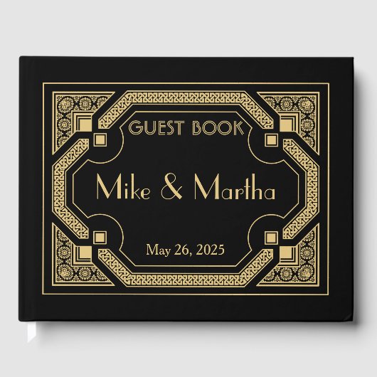 D'or Livre d'hôtes Art Déco Mariage (Recto)