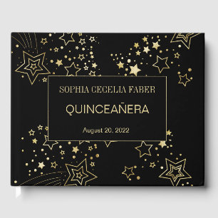 D'or Livre d'hôtes Black and Gold Quinceanera