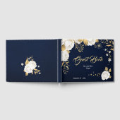 D'or livre d'hôtes chic blanc floral or feuille marine (Complet)