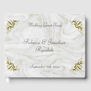 D'or Livre d'hôtes de luxe Marbled and Gold Mariage
