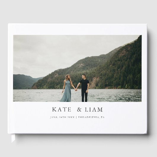 D'or Livre d'hôtes de mariage moderne et élégant (Recto)